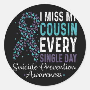 Ik mis elke dag mijn neef Suicide Preventi Ronde Sticker
