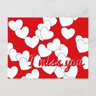 'Ik mis je' Editable Text, Red, White Hearts Love Briefkaart