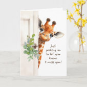 Ik mis je Giraffe die door de deur gluurt Kaart (Gele Bloem)