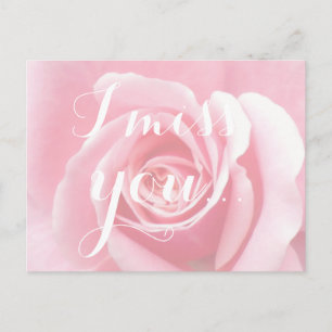 Ik mis je, Handschrift Typografie Roze Rose Briefkaart