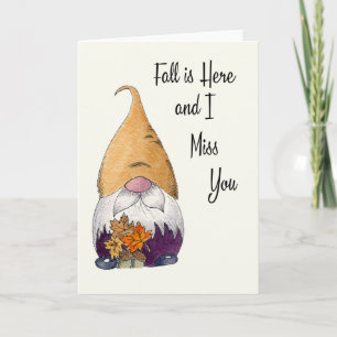 Ik mis je Herfst Gnome wenskaart Kaart