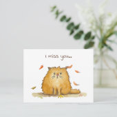Ik mis je // Sad Waterverf Cat Briefkaart (Staand voorkant)
