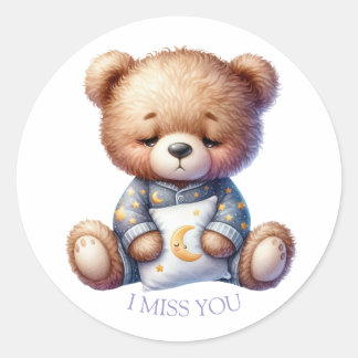 Ik mis je teddy ronde sticker