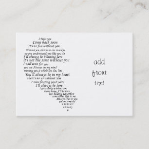 Ik mis je tekst in half hart visitekaartje