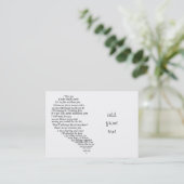 Ik mis je tekst in half hart visitekaartje (Staand voorkant)