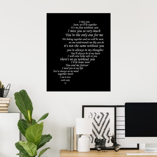 Ik Mis Jou  Tekst, ook,  in Half Hart Poster (Thuiskantoor)
