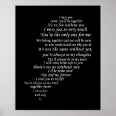 Ik Mis Jou  Tekst, ook,  in Half Hart Poster (Voorkant)