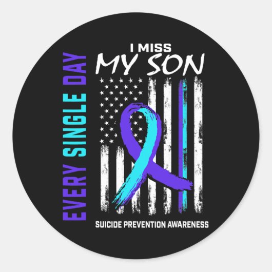 Ik mis mijn Son Suicide Prevention Awareness Ameri Ronde Sticker (Voorkant)