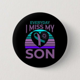 Ik mis mijn zoon hart zonnebloem zelfmoord bewustz ronde button 5,7 cm
