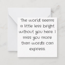 Ik mis u notitiekaartje