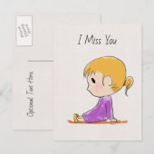 Ik Miss You Cute Briefkaart (Voorkant / Achterkant)
