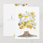 Ik Miss You Floral Briefkaart (Voorkant / Achterkant)