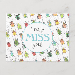 Ik Miss You Love Bugs Beetle Pattern Teacher Briefkaart
