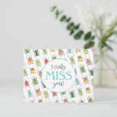 Ik Miss You Love Bugs Beetle Pattern Teacher Briefkaart (Staand voorkant)