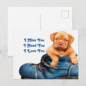 Ik Miss You Puppy Briefkaart (Voorkant / Achterkant)