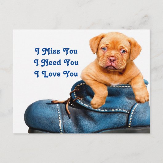 Ik Miss You Puppy Briefkaart (Voorkant)