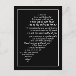 Ik Miss You Text ook, in de helft van het hart Briefkaart