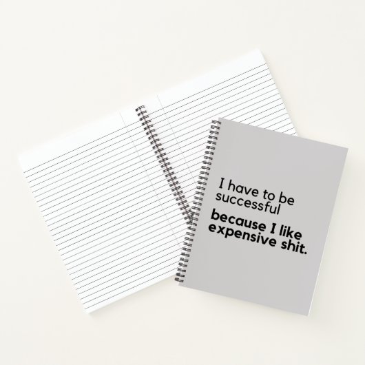 Ik moet succes hebben, want ik wil kostbare dingen notitieboek (Binnen)