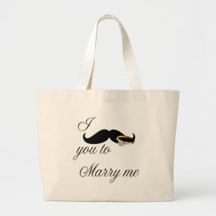 Ik Mustache je... om me te trouwen Grote Tote Bag