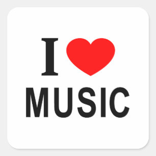 Ik ❤️ MUZIEK IK HOU VAN MUZIEK IK HART MUZIEK Vierkante Sticker