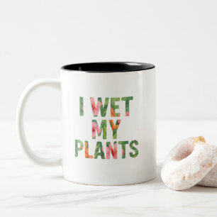Ik nat mijn Planten tropische bloemen Waterverf Tweekleurige Koffiemok