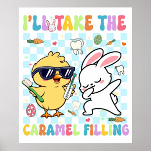 Ik neem de caramel vulling, retro, vintage poster