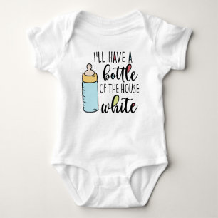Ik neem een flesje van het huis wit, Baby shower Romper