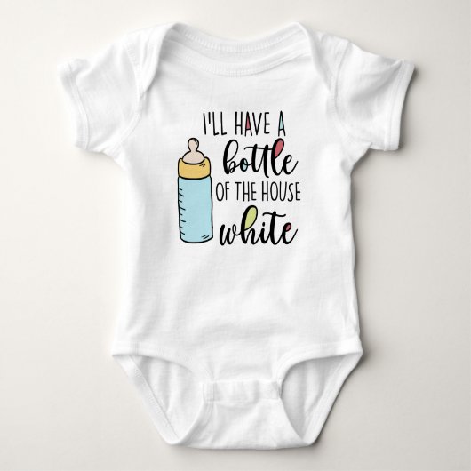 Ik neem een flesje van het huis wit, Baby shower Romper (Voorkant)
