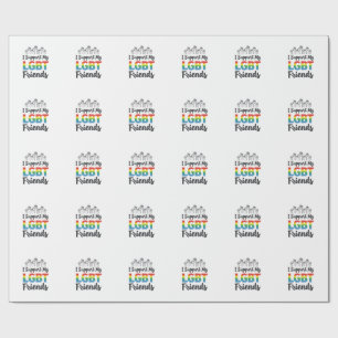 Ik Ondersteun Mijn LGBT Vrienden Regenboog Pride V Cadeaupapier