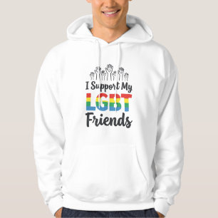 Ik Ondersteun Mijn LGBT Vrienden Regenboog Pride V Hoodie