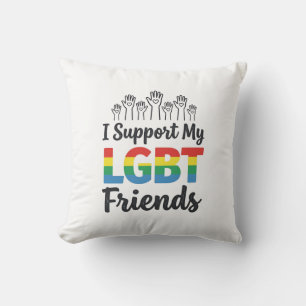 Ik Ondersteun Mijn LGBT Vrienden Regenboog Pride V Kussen
