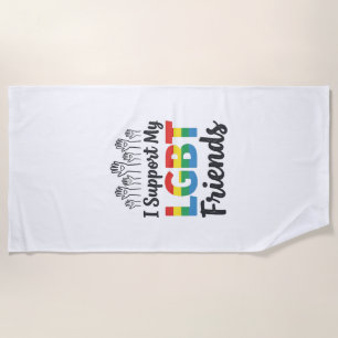 Ik Ondersteun Mijn LGBT Vrienden Regenboog Pride V Strandlaken