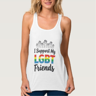 Ik Ondersteun Mijn LGBT Vrienden Regenboog Pride V Tanktop