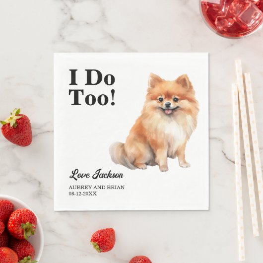 Ik ook! Pomeranian Hond bruiloft huisdier Servet (Insitu)