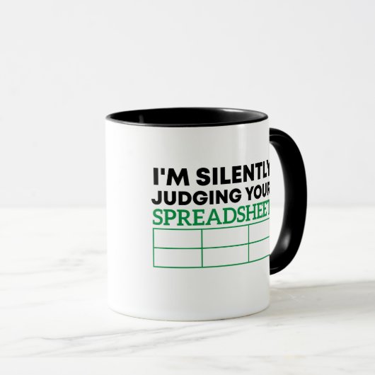 Ik oordeel je spreadsheet Data Analyst. Mok (Voorkant rechts)