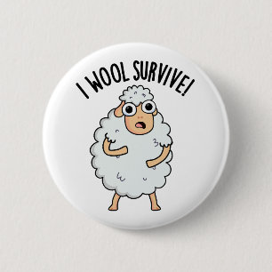 Ik overleef wol Funny schaap woordspeling Ronde Button 5,7 Cm