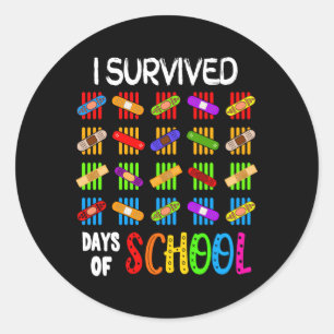 Ik overleefde 100 dagen schoolleraar Band Aid Ronde Sticker