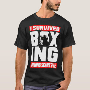 Ik overleefde boksen Niets maakt me bang Boze kat T-shirt