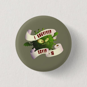 Ik overleefde COVID-19 Ronde Button 3,2 Cm