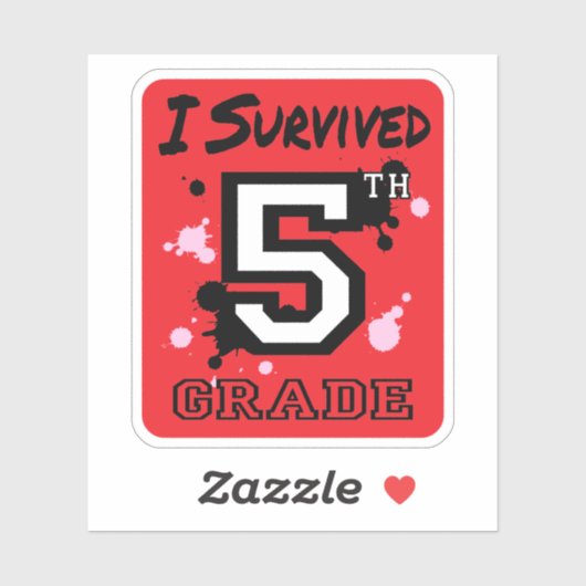 Ik overleefde de 5e klas sticker (Vel)