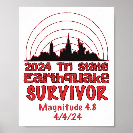 Ik overleefde de NYC aardbeving Tri State 2024 Poster (Voorkant)