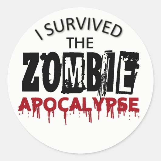 Ik overleefde de Zombie Apocalyps Ronde Sticker (Voorkant)
