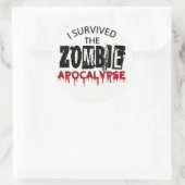Ik overleefde de Zombie Apocalyps Ronde Sticker (Tas)