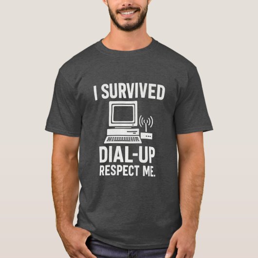 Ik overleefde Dial Up  Tech Throwback Premium T-shirt (Voorkant)
