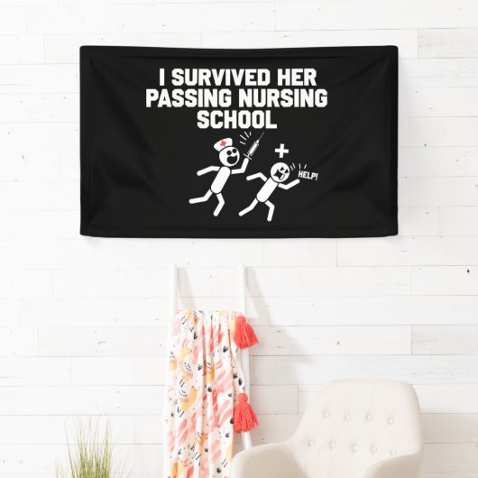 Ik overleefde haar passerende verpleegster spandoek (Insitu)