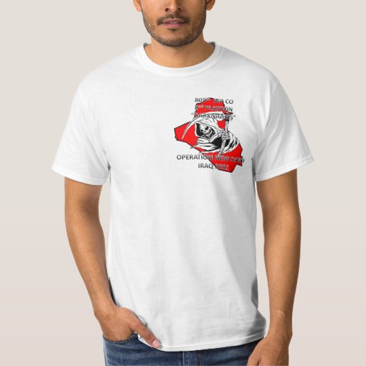 Ik overleefde het (rode logo) t-shirt (Voorkant)