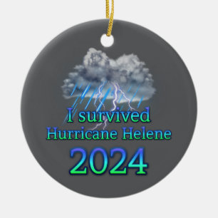 Ik overleefde orkaan Helene 2024 v2 Keramisch Ornament
