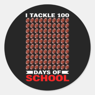 Ik pak 100 dagen Football op school 100 dagen Smar Ronde Sticker