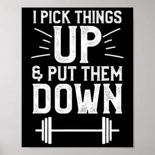 Ik pak dingen op en zet ze op fitness gewicht poster