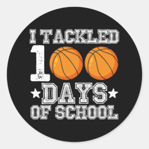 Ik pakte 100 dagen schoolbasketbal aan ronde sticker